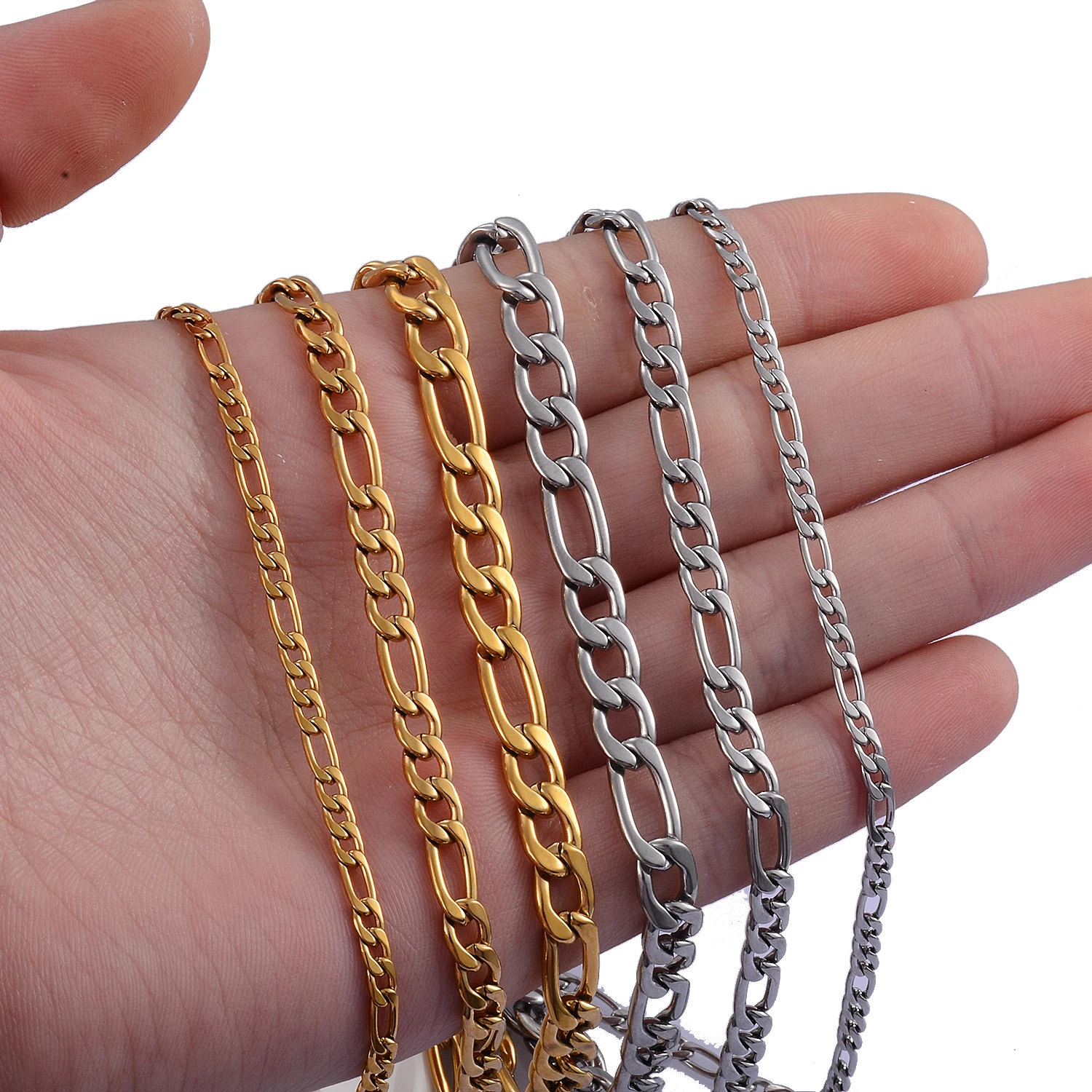 Stainless Steel Figaro Chain Jewelry Men and Women stainless steel necklace metal necklace sterling chain necklace