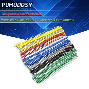 

30PCS (6 Colors Each 5pcs)Pin Connector Male 2.54mm Pitch Pin Header Strip Single Row 40 pin Connector Kit for PCB board