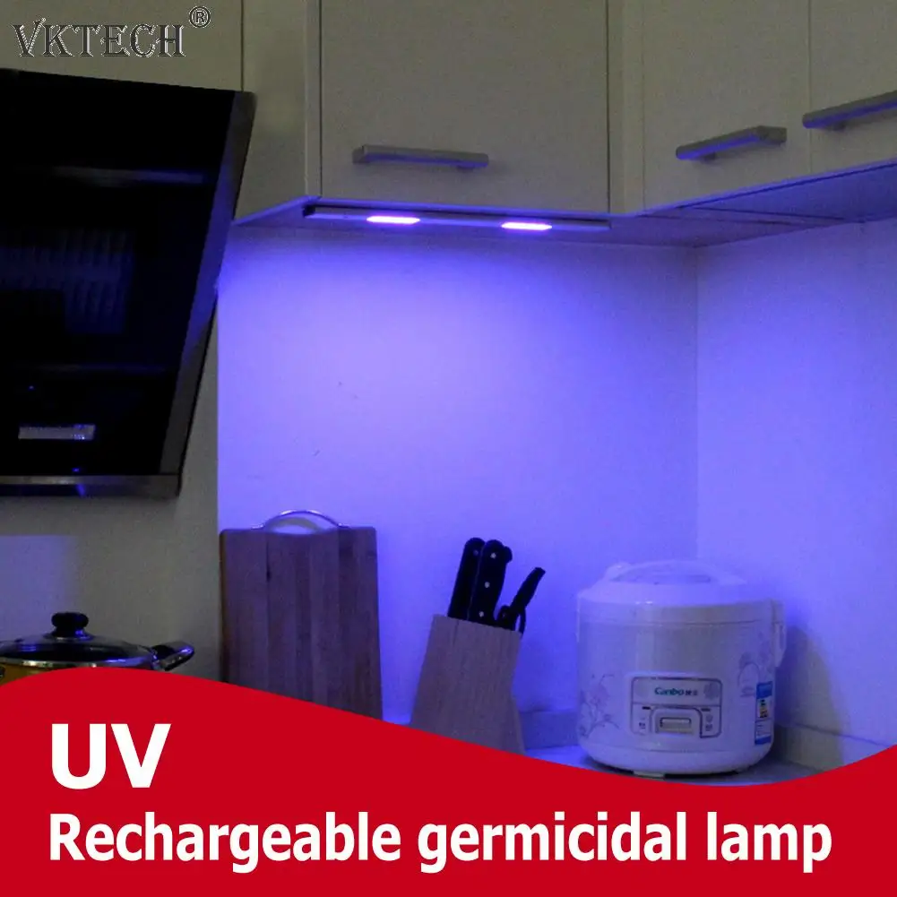 

6W Under Cabinet Wardrobe LED Light UV Germicidal Lamp USB Rechargeable UV Disinfection Motion Sensor Magnetic Closet Light Bar
