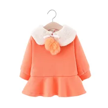 Г. Зимнее Фланелевое платье с отворотом для девочек; детская одежда;