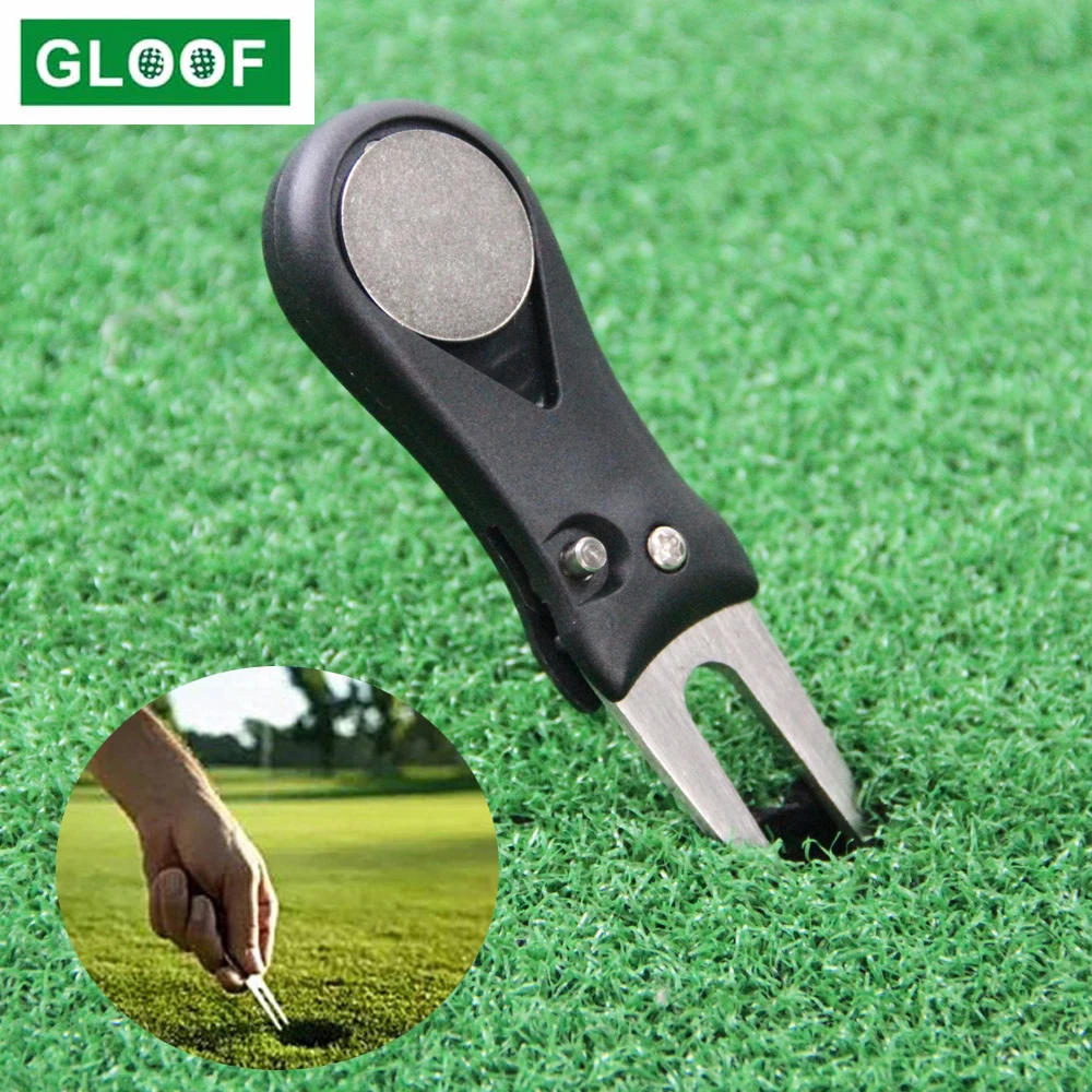 

1Pcs Foldable Magnetic Golf Divot Repair Tool Pop-up Button Stainless Steel Golf Ball Marker Switchblade Detachable