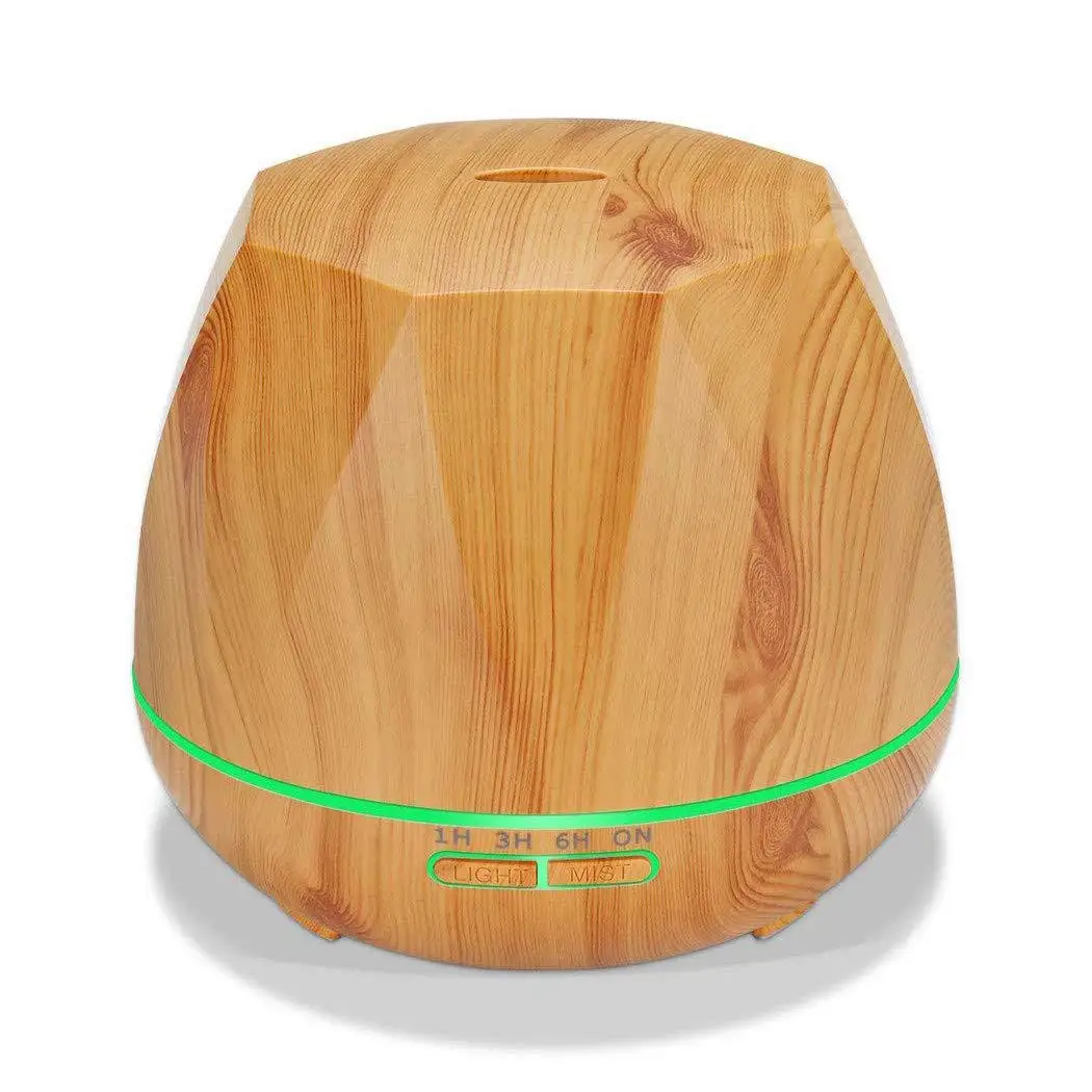 Light Wood Увлажнитель воздуха Арома диффузор пульт дистанционного управления увлажнитель ультразвуковое распыление призматический ароматерапия диффузор таймер 500 мл подарок - Цвет: Light Wood