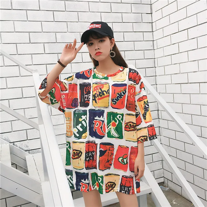 

2019 summer Women Short Sleeve T Shirt Casual printing O-Neck t-shirts Female Oversize tshirt Loose Harajuku streetwear t