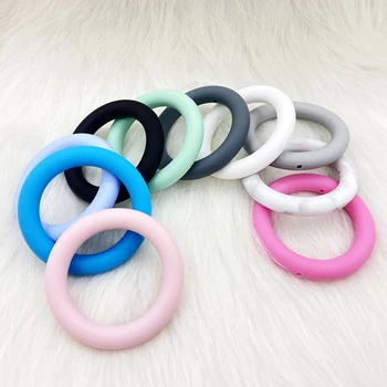 

5pcs baby silicone teether ring 65mm circle beads with hole DIY necklace babi toys chewing teeth toy kids gift