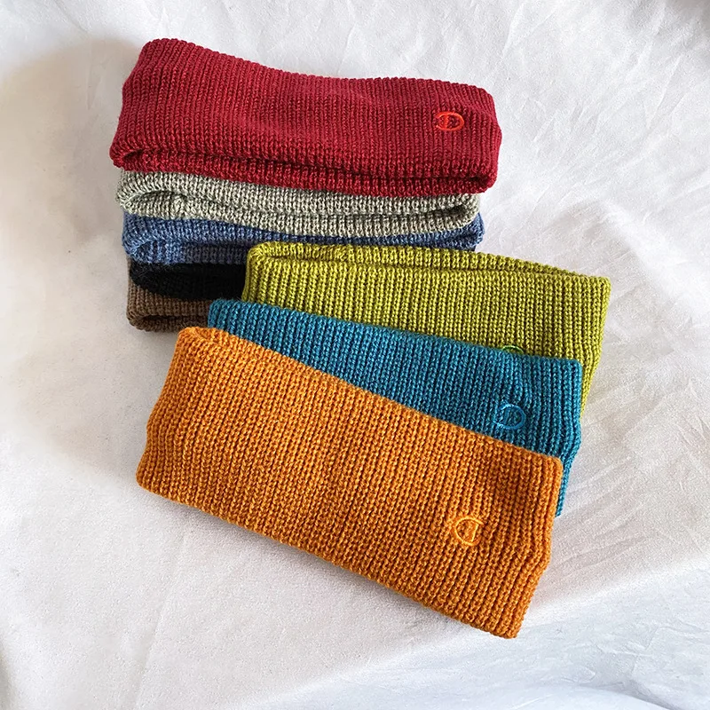 Wholesale Women Ear Warmer Headband Winter Elastic Soft Solid Wide Turban Wool Knitted Cotton Hairband Hair Accessories Headwrap