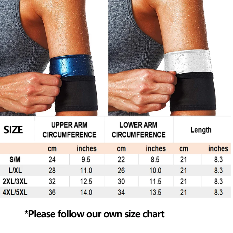 Sweat Arm Bands Trimmer for Women & Men Sauna Arm Slimmer Shaper Compression Sleeves Wraps Lose Arm Fat Sauna Arm Trimmer Sport