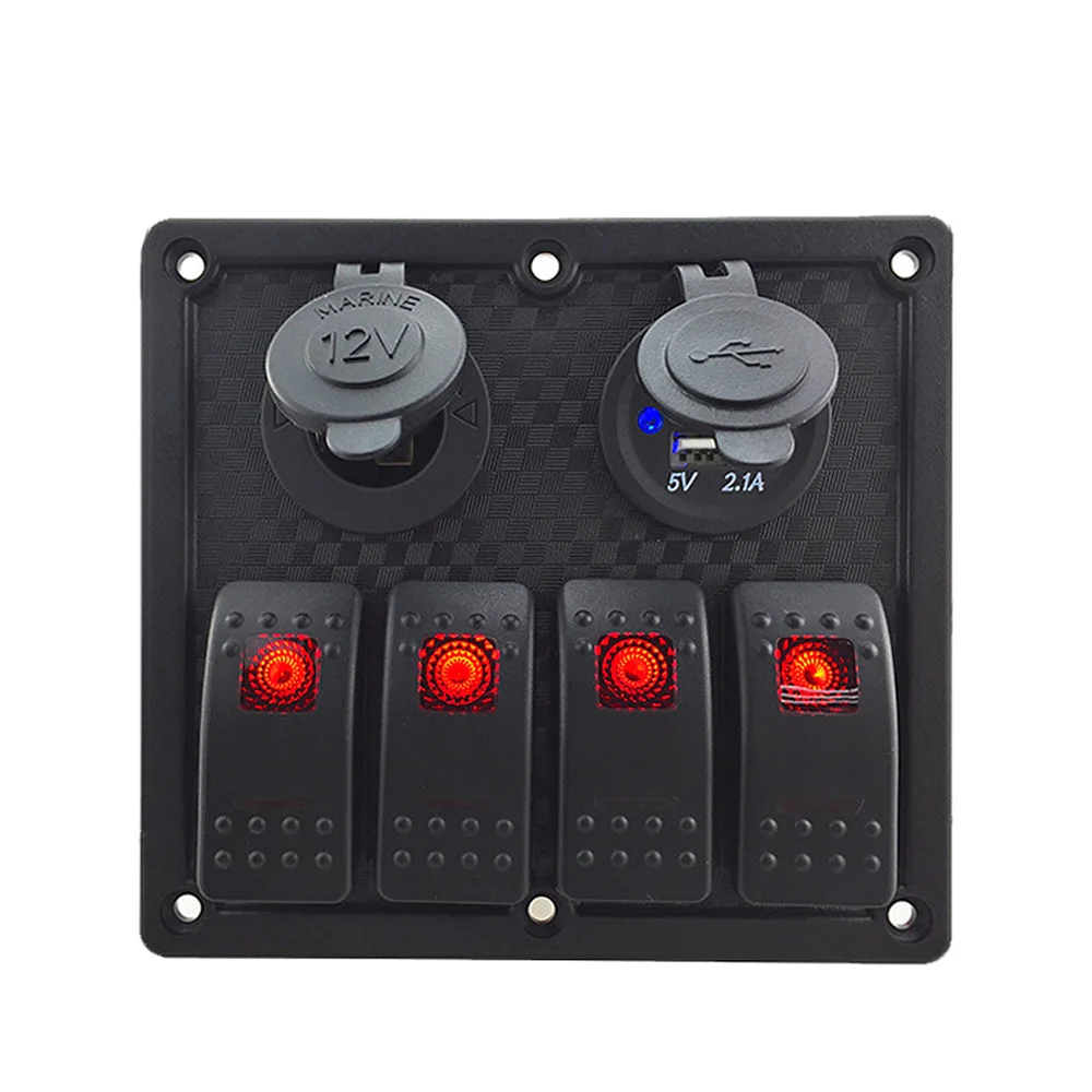 IZTOSS 12 V-24 V DC 4 Gang красный светодиод Переключатель Панель с Мощность резьбой раструбного соединения для USB для морской лодки для автомобиля, водонепронициаемый