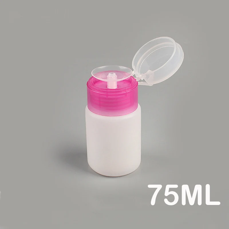 200ml Push Down Empty Pump Dispenser Clear Remover Alcohol Liquid Bottle Press The Bottle Nail Art UV Gel Cleaner - Цвет: 75ml pink