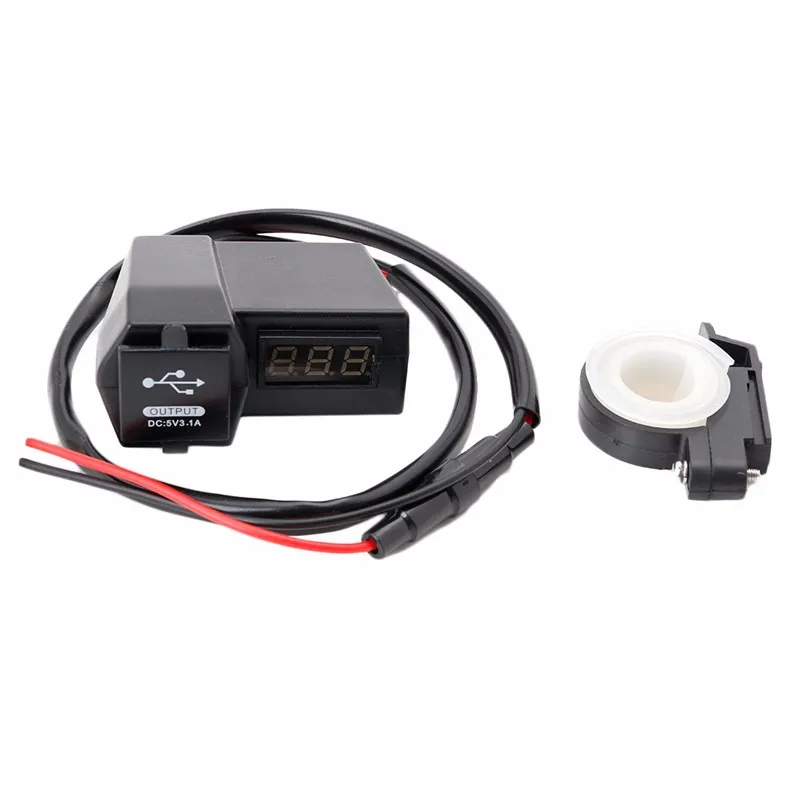Hot Motorcycle ATV GPS Cell Phone 2USB Power Socket Charger+ LED Voltage Voltmeter YHQ