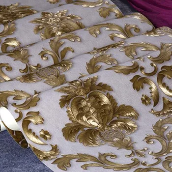 

1pc Wall Sticker Roll Luxury Gold Metal Textured Damask 10M Non-Woven Decals Art