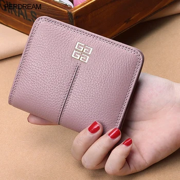 

European and American leather folding short wallet female ultra-thin coin purse simple top layer leather wallet