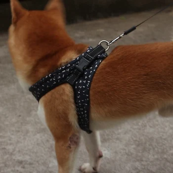 

Durable Pet Dogs Adjustable Chest Strap Pet Lightweight Vest Polyester Harness With Leash Reflective Set For Small And Medium