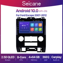 Автомагнитола Seicane, Android 10,0, 2 + 32 ГБ, QLED экран, радио, стерео, GPS-навигация для Ford Escape 2007-2012, 2 din, DSP-плеер, 9 дюймов