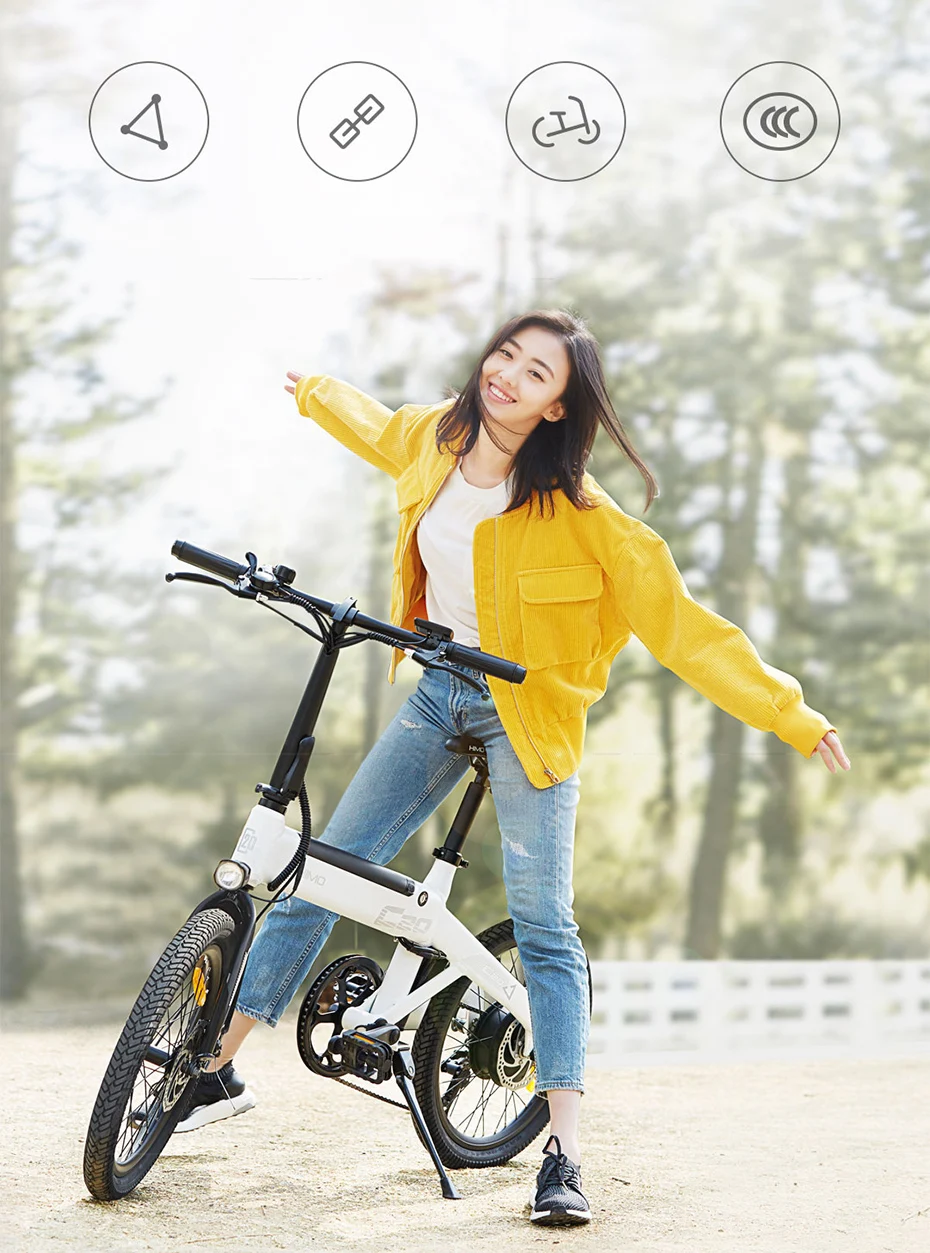 Original HIMO C20 Electric Bicycle ebike 25km/h e bike 80KM Mileage Outdoor Electric bike 250W Motor 20 inch Tire