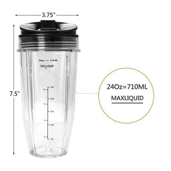 

24 Oz Replacement Cup with Sealed Lid, Compatible with BL480 BL490 BL640 BL680, Suitable for Ninja Auto IQ Series
