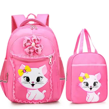 

2pcs/set cute children school bags girls princess School bag Primary cartoon cat school backpacks kids backpack mochila escolar