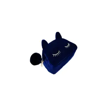 

Flannel Cat Cosmetic Makeup Bags Portable Cute Cartoon Cat Coin Storage Case Travel Makeup Flannel Pouch Cosmetic Storage Bag