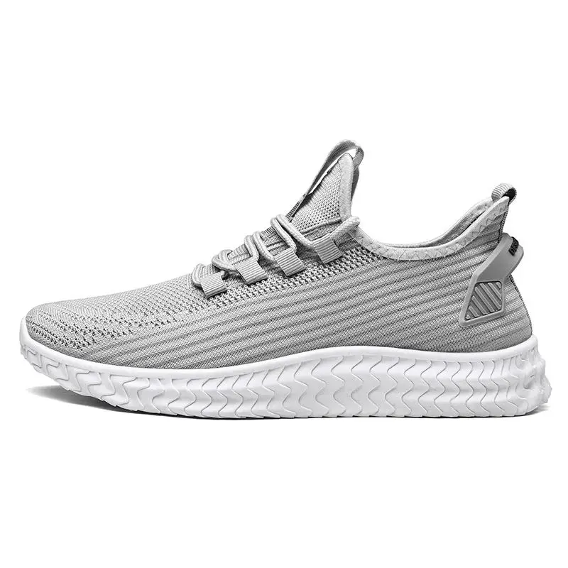 VESONAL, дышащие весенне-летние новые кроссовки Flyknit, мужская обувь, повседневная удобная мужская обувь, прогулочная обувь - Цвет: Серый