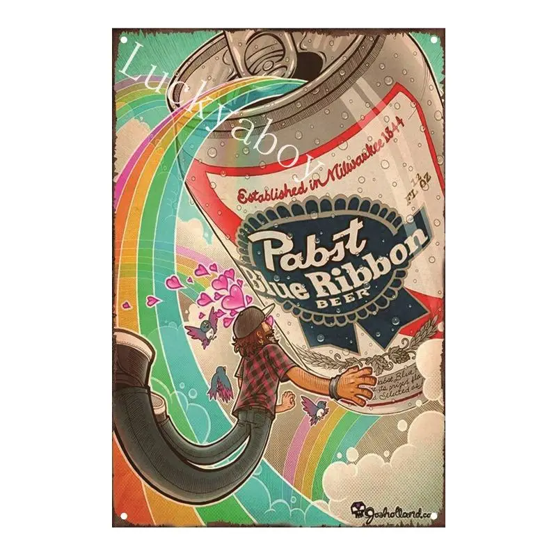 [Luckyaboy] Budweiser Pabst синяя лента mytos Beer Man Cave Cola металлический оловянный знак Паб Бар гаражный автомобиль Ретро Декор AL011 - Цвет: UV838