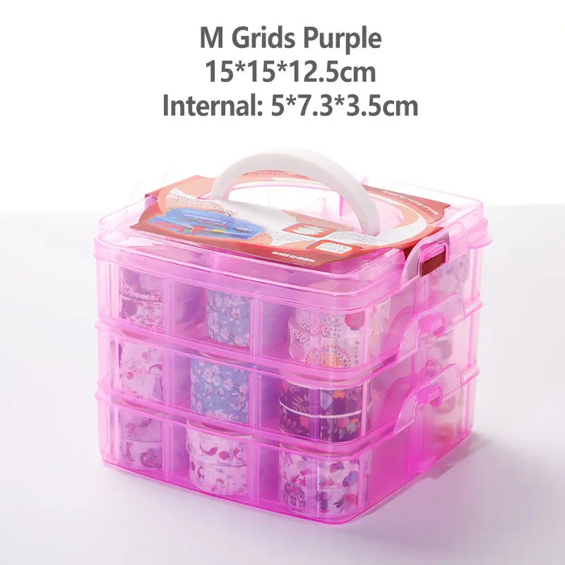 Многофункциональный Диапазон Скрапбукинг хранения для пуля журнал васи ленты съемный Скрапбукинг Органайзер коробка игрушки Прозрачный - Цвет: M Purple