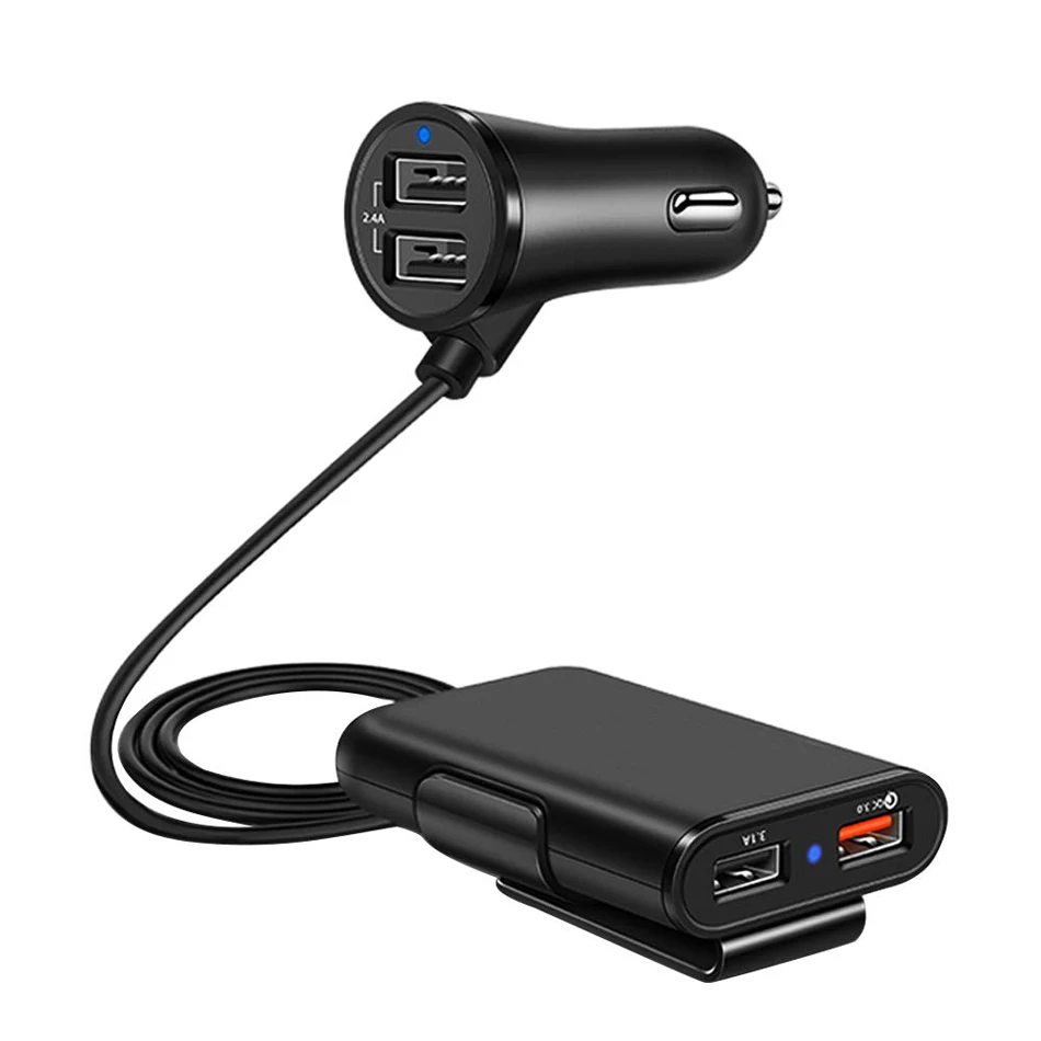 JKING 4 USB QC 3,0 Автомобильное зарядное устройство Быстрая зарядка 3,0 телефон автомобильное быстрое переднее заднее зарядное устройство адаптер автомобильное портативное зарядное устройство разъем для iPhone
