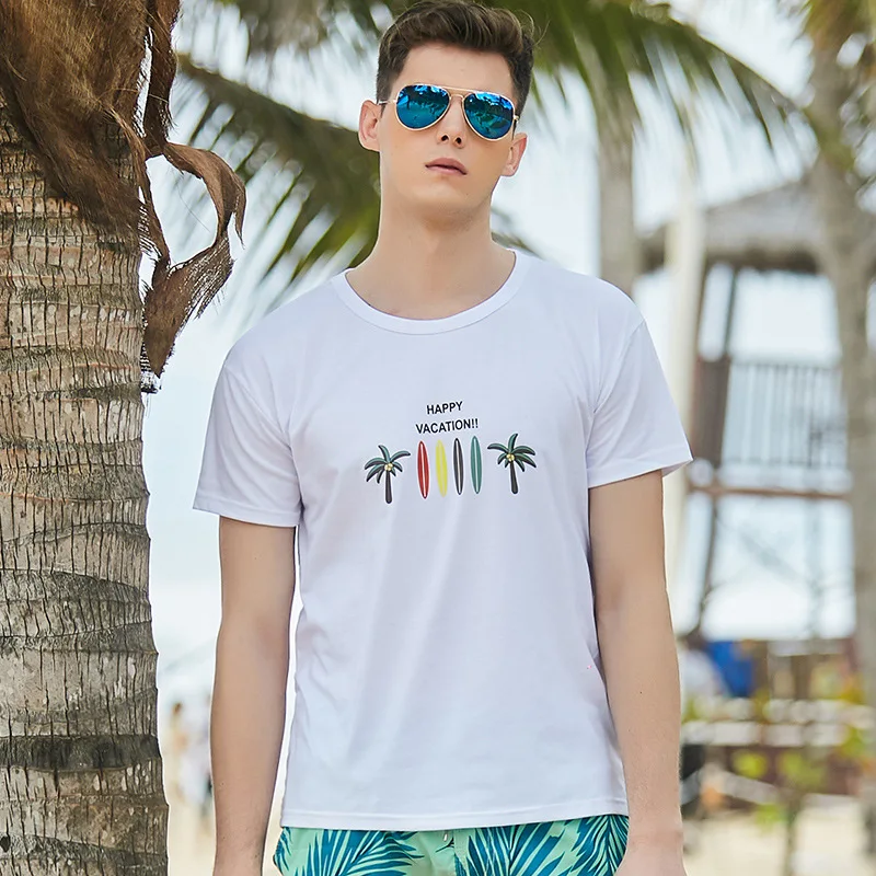 Lovers Swimming T-shirts Short-sleeved T-shirt Men's Bottom Shirt Couples Clothes Surfing Beach T-shirt Summer