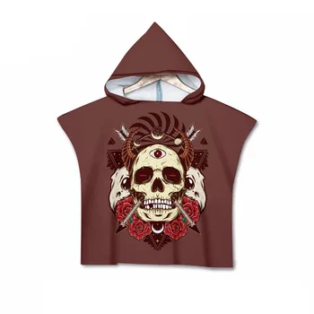 

Pajamas Hot Selling Pigeon Taoist Skeleton Double-Sided Digital Printing Hooded Bath Towel For Children Cloak Home Wear