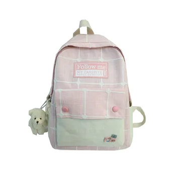 

2020 schoolbag female Harajuku ulzzang high school students color matching schoolbag female large capacity backpack Canvas