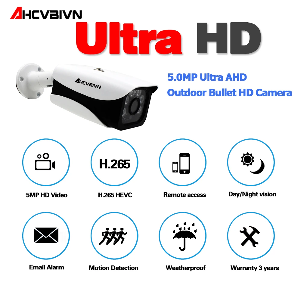 Дистанционный просмотр 5MP AHD CVI TVI аналоговый 4 в 1 металлический корпус Открытый водонепроницаемый ночного видения CCTV камеры безопасности* 2 длинные ИК расстояние