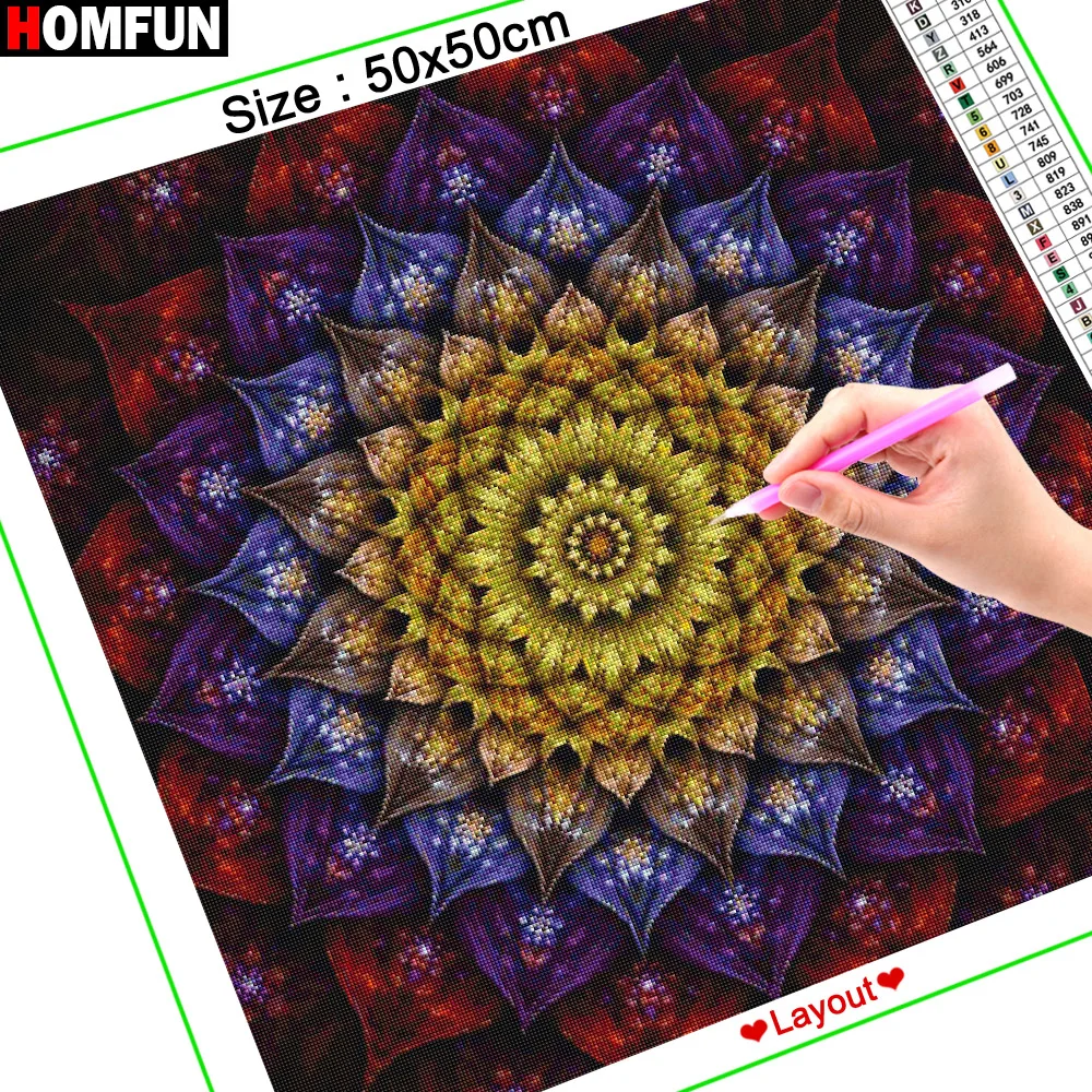 HOMFUN Diamond Embroidery "Mandala landscape" Pattern DIY 5D Diamond Painting Needlework Cross Stitch Full Drill Painting diamond painting