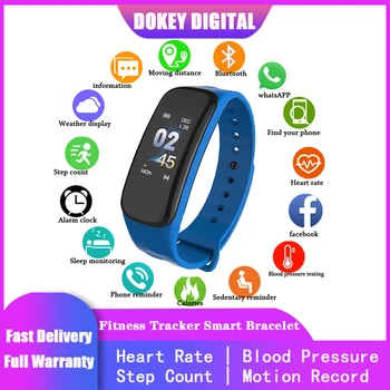 

C1Plus Slim Smart Watch Women Men for IPHONE Android Apple IOS Fitness Tracker Bracelet 0.96" Heart Rate Blood Pressure Monitor