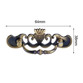 1PC 64mm Antique Brass Furniture Pull Handles for Kitchen Cupboard Drawer Cabinet Door Jewelry Box Furniture Knobs Hardware