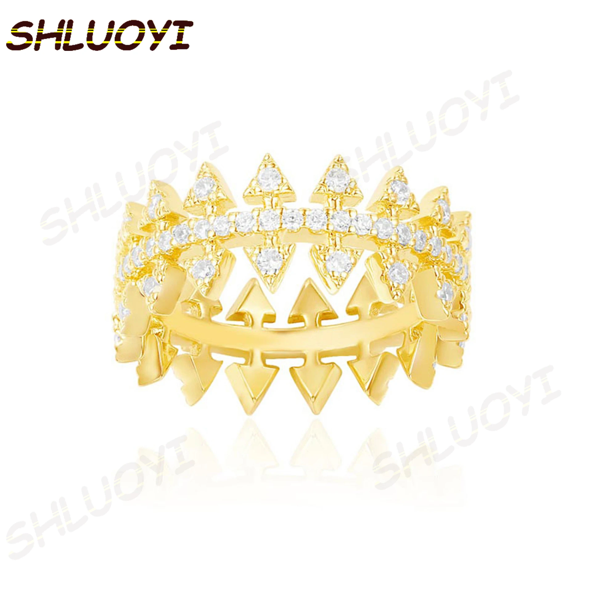 

SHLUOYI Fashion Charm Silver Original 1:1 Copy Ring Ring, Suitable For Women's Golden Gear Ring Jewelry Gift