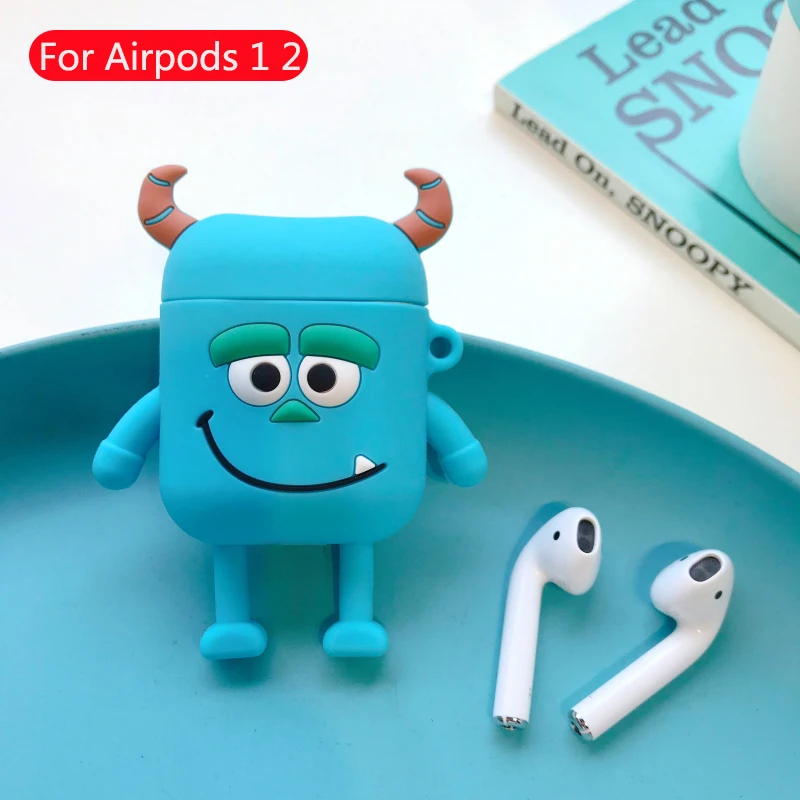 Мультяшные беспроводные bluetooth наушники чехол для apple airpods силиконовая мягкая кожаная гарнитура коробка для Airpods 2 милый защитный чехол - Цвет: 276