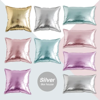 

Solid Metal PU Leather Pillow Cushion Cover Gold Pink Office Dropshipping Cover Car Sofa Lumbar Decoration Pillow 45X45cm