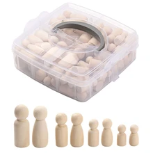 50 Pcs/Box Unpainted Wooden Peg Dolls Kids Birthday Gifts Handmade DIY Color Painting Unfinished Body Doll Teething Toys
