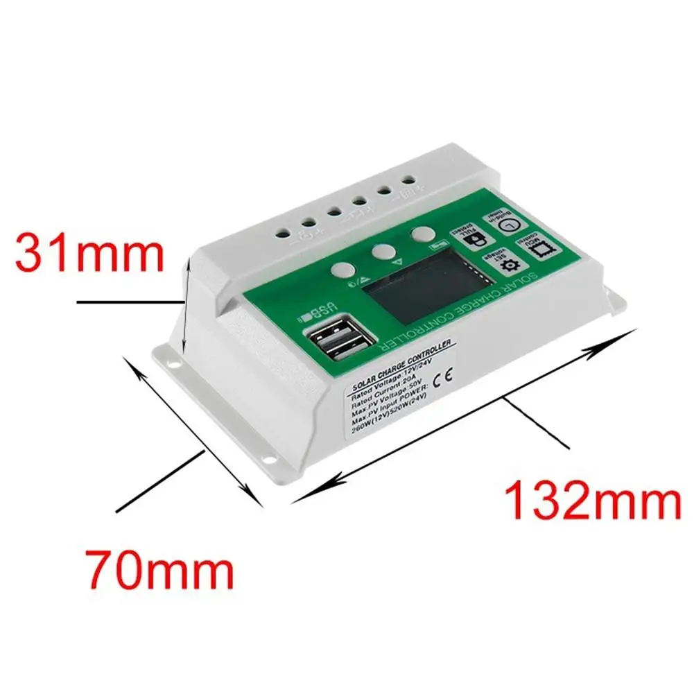 Контроллер солнечного заряда автоматический Paremeter Регулируемый ШИМ ЖК-дисплей двойной USB порт 30A/20A/10A 12 В/24 В Солнечный контроллер заряда выход Sola