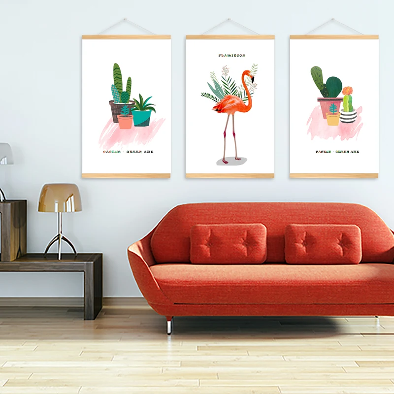 3 шт./лот красивый розовый кактус стены холст картинки для гостиной мультфильм