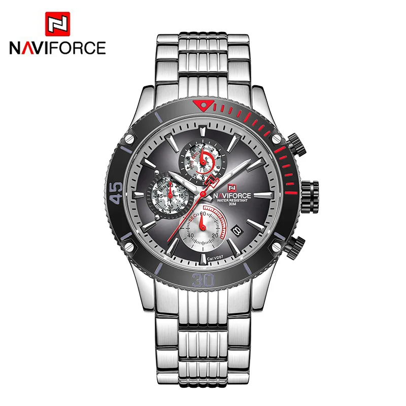 NAVIFORCE мужские часы Топ бренд большой циферблат спортивные часы мужские Роскошные Кварцевые наручные часы хронограф мужской Relogio Masculino - Цвет: -