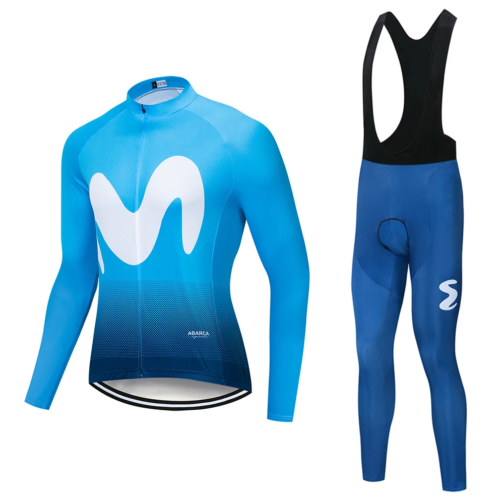 Movistar Команда с длинным рукавом Велоспорт Джерси Комплект комбинезон ropa ciclismo велоодежда MTB велосипед Джерси Униформа мужская одежда - Цвет: Cycling suit