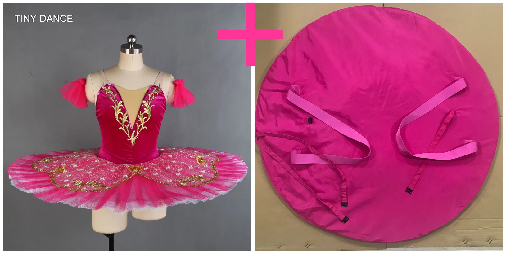 tutu and pink bag Ярко-розовые и золотые профессиональные танцевальные костюмы балерины на взрослого танцевальный балетный пачка платье для выступлений классические юбки-пачки BLL139 - Цвет: tutu and pink bag