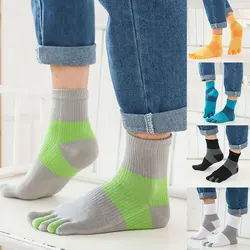 Cotton Five Finger Sport Socks Compression Breathable Colorful Striped Fashions Harajuku Socks With Toes Breathable Sport Socks