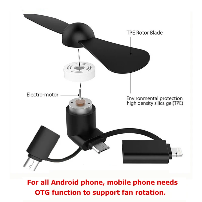 Мини USB вентилятор 3 в 1 USB гаджет портативный для Android OTG Micro type-c для iPhone 5 6S 7 Plus 8 X XS электронные умные гаджеты
