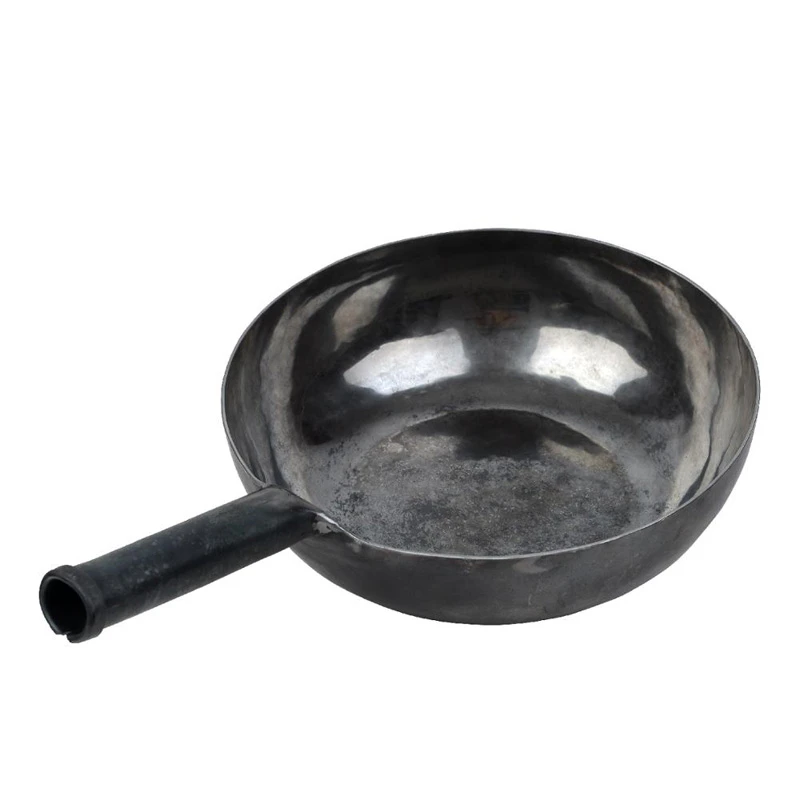 Wok In Ferro Battuto A Mano ZhenSanHuan 32 Cm | Adatto A Induzione, Fondo Piatto, Antiaderente Naturale