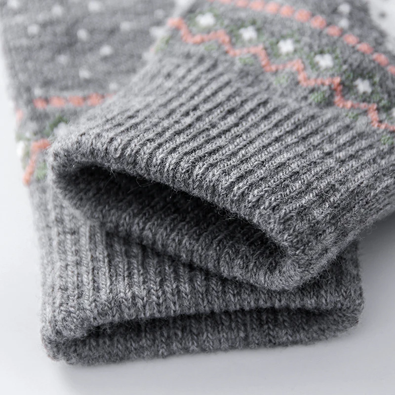 Винтажные вязаные перчатки с рождественским оленем, утепленные перчатки с сенсорным экраном, зимние теплые варежки с изображением снежного лося, полный палец, рождественский подарок для женщин