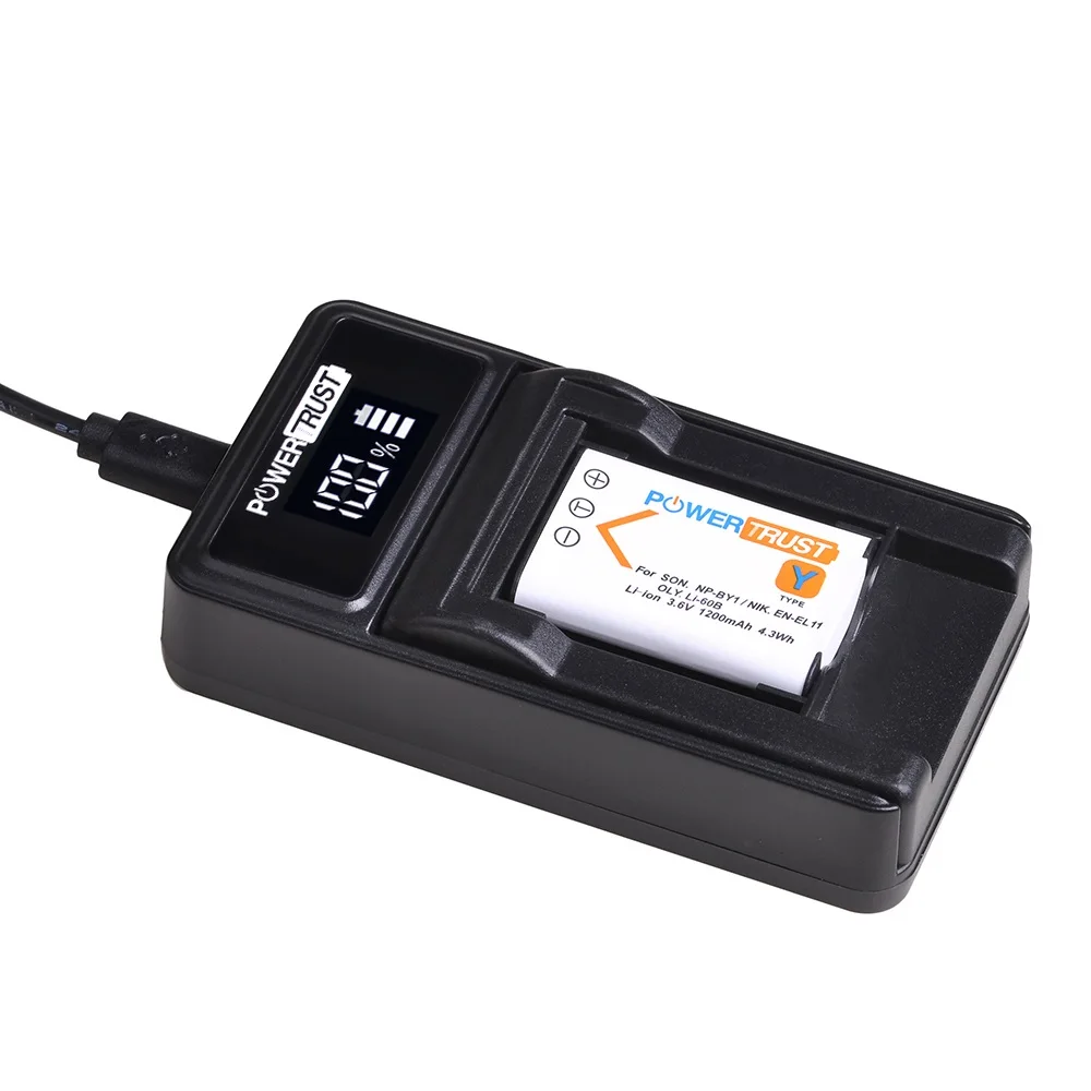 NP-BY1 Rechargeable Battery Pack and Battery Charger for SONY NP-BY1 Battery, compatible with Sony HDR-AZ1 Action Cam Mini lcd camera