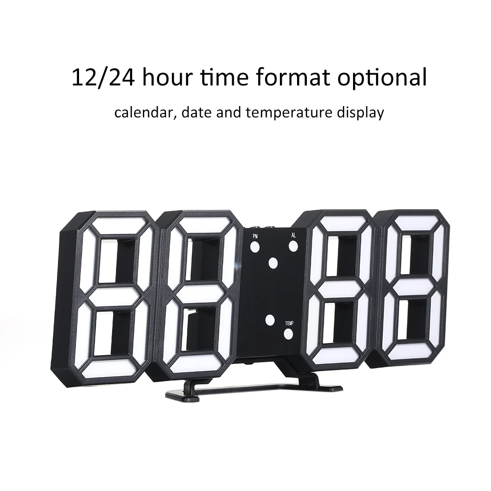 Digital clock 3d Led Digital Alarm Clocks Wall Clock Hanging Watch Usb Wake Up Table Clock Calendar Thermometer Digital Watch For Home Office