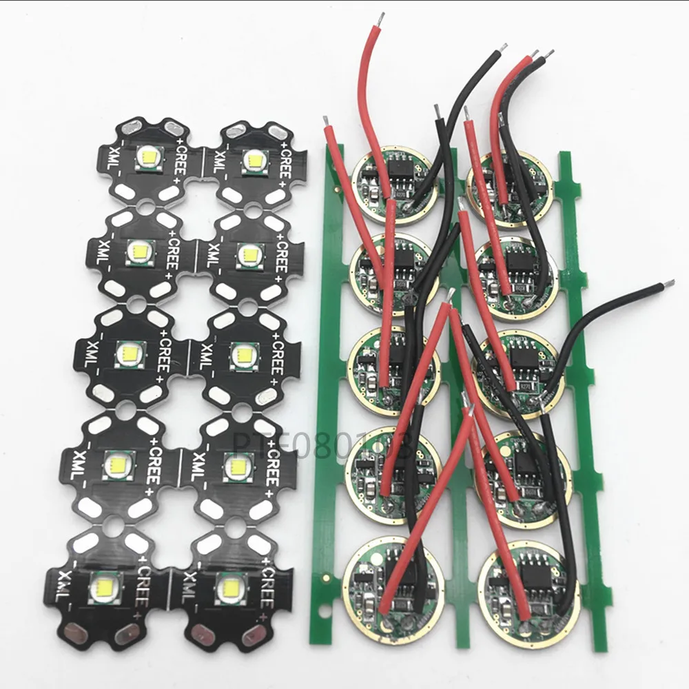 10 Вт 20 мм/16 мм холодный белый Cree XM-L T6 XML T6 светодиодный свет+ DC 3,7 в 2.5A T5 T6 транспорматор led-переключателя для DIY фонарик - Испускаемый цвет: black Kit