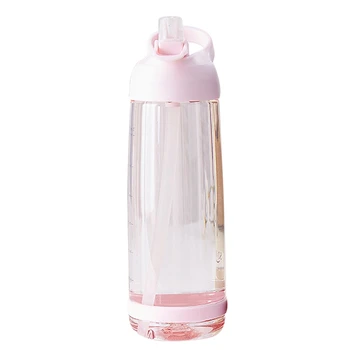

Fashion Portable Straw Cup Large Capacity Cup Outdoor Sports Water Bottle 1000Ml Pink Plastic