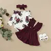 Newborn Baby Girl Clothes Set Floral Bodysuit Romper Jumpsuit Tops T Shirt Suspender Skirts Bow Headband Outfit ► Photo 3/6